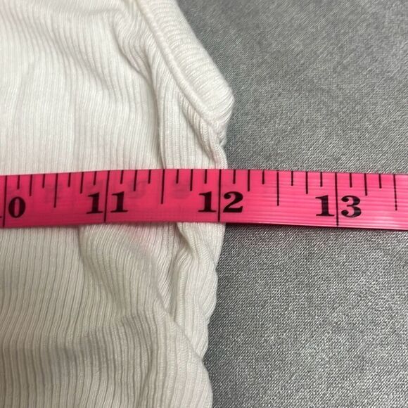 Revolve nPhilanthropy White Ribbed Prince Tank Thong Bodysuit Ruched Side Med NW - Picture 10 of 12